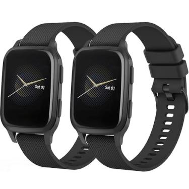 Imagem de Pacote com 2 pulseiras de relógio compatíveis com Garmin Venu Sq, liberação rápida de 20 mm, para Garmin Venu Sq/Venu Sq 2/Venu 2 Plus/Garmin Vivoactive 3/Vivoactive 5 (preto/preto)