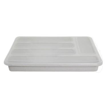 Imagem de Organizador de Talheres com Tampa Logic Plastico Branco Ou
