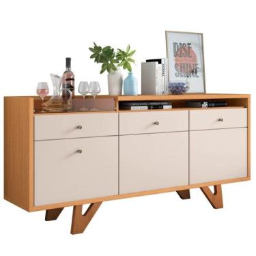 Imagem de Balcão Aparador Buffet Ellora H01 Off White/Cinamomo - Mpozenato, Whit