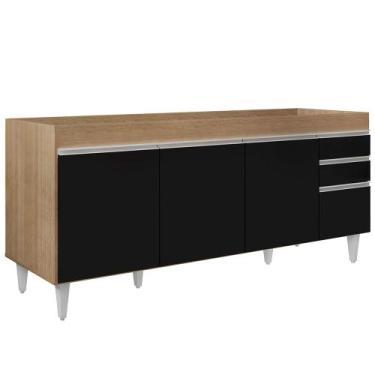 Imagem de Balcão Gabinete Para Pia 180cm Sem Tampo Dallas Castanho/Preto - Lumil