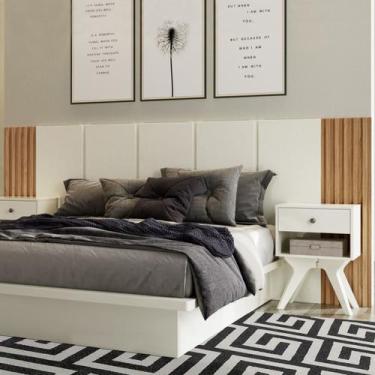 Imagem de Cabeceira Casal 100%  Mdf Off White/Freijó Tw184 - Dalla Costa