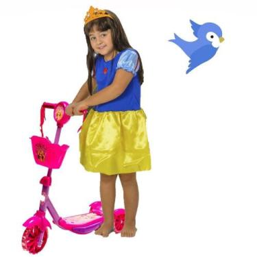 Imagem de Kit Patinete Rosa pra Crianças e Roupa Princesa - DM Toys