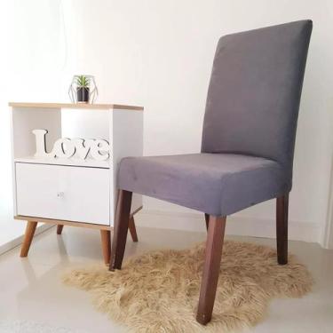 Imagem de Kit 4 Capas De Cadeiras Em Suede Cinza Anti-gato Com Elastan Desenho D
