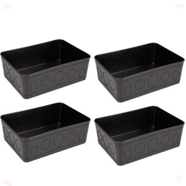 Imagem de Kit 4 Cesto Multiuso Decorativo Preto 19x13,5x6,5Cm - 123 Organizei