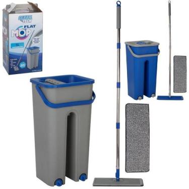 Imagem de Esfregao Mop Flat 360º Com 1 Refil + Balde Clean Tech 5L - Mutti Impor