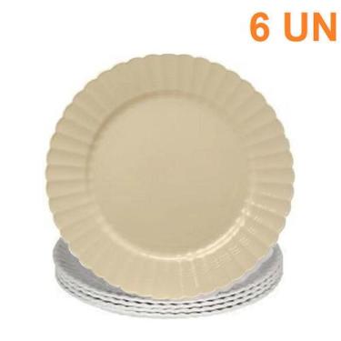 Imagem de 6 Prato Raso Redondo Plástico Resistente Kit Festa 19cm - Bw Boutique