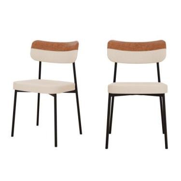 Imagem de 2 Un. Cadeira Fixa Estofada Mynna Tecido Meclado - Compace