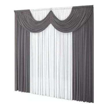 Imagem de Cortina Paris 5,00 x 2,80 Decorativa com Bando Sala Quarto Porta Balcã