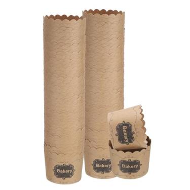 Imagem de HARFINGTON 100 peças de copos de papel para assar, 170 g, papel kraft marrom, forros, cupcake, à prova de gordura, embalagens descartáveis a granel para casamento, aniversário, formatura, padaria