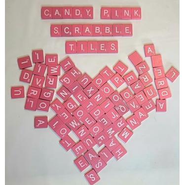 Imagem de Wood Scrabble Tiles Set 100 Tiles ~ Game Replacement, Scrapbooking, Crafts, Messages, Etc. (200 Pastel Pink (2 Packages of 100 Letters), Pastel Pink)