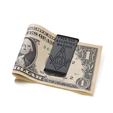 Imagem de ChainsProMax Clipe de dinheiro masculino, presente de nome personalizado - Cruz Ahkn / St. Michel/São Cristóvão/São Floriano/Cavaleiros Templários - Caixa de presente, 7 - maçonaria preta, resizable