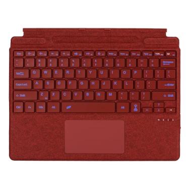 Imagem de Zoof Capa tipo para Microsoft Surface Pro 11 / Pro 10 / Pro 9 / Pro 8 / Pro X, 33.0 cm, teclado Bluetooth fino portátil com touchpad, suporte de caneta (vermelho papoula com retroiluminado)