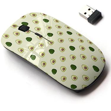 Imagem de Mouse sem fio de 2,4 G com design de padrão fofo para todos os laptops e desktops com nano receptor - abacate