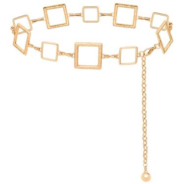 Imagem de LIMHOO Corrente de cintura de metal para mulheres cinto de barriga para colete social jeans, X380-ouro, XL: Length 150cm/59.1in