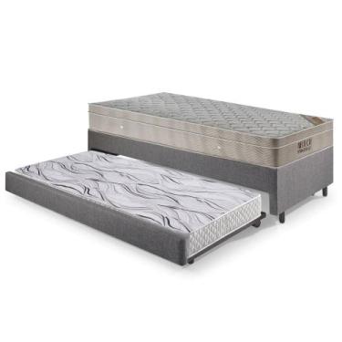 Imagem de Bicama Box Solteiro Linho Cinza 96x203x28 cm com Colchão Airtech Ortob