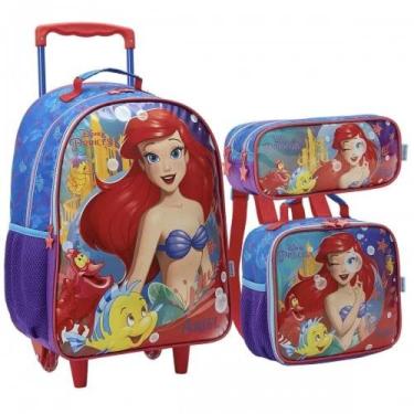 Imagem de Kit mochila infantil ariel pequena sereia lancheira estojo - Xeryus