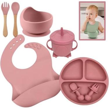 Imagem de Kit com 8 pecas  de introducao alimentar para bebe de silicone  - baza