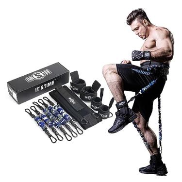 Imagem de INNSTAR MMA Conjunto de cintos resistentes ao treino de boxe Power Punch Pro Equipamento de treinamento de força para Muay Thai, combate de karaté, fitness, basquete, vôlei, futebol masculino e feminino, 175LB Camo marine blue