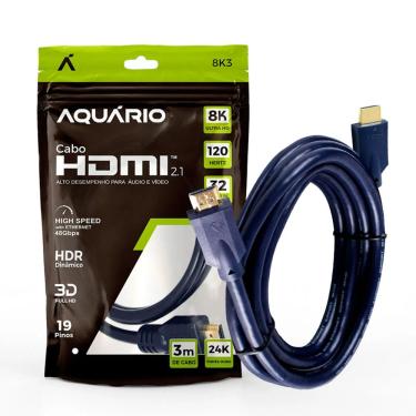Imagem de Cabo HDMI Aquario 2.1 8K 3D 19 Pinos 3 Metros - 8K3