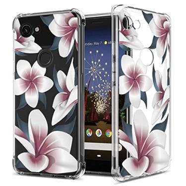 Imagem de GREATRULY Capa de telefone floral transparente bonita para Google Pixel 3a XL (2019) para mulheres e meninas, design de flores, transparente, fina, macia, à prova de quedas, TPU amortecedor, capa de
