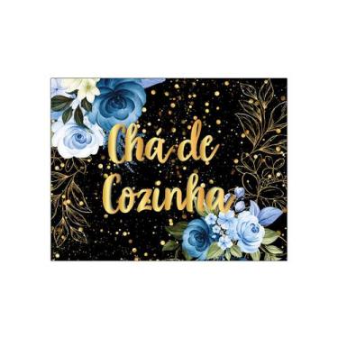 Imagem de Painel de Festa Horizontal 1,55 X 1,20 - Chá de Cozinha Flores Azuis E