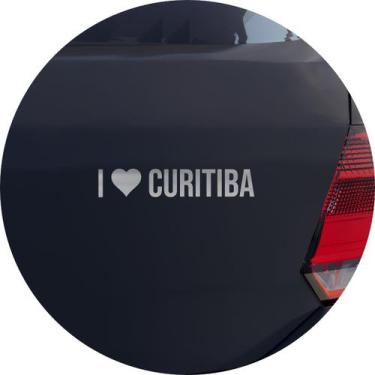Imagem de Adesivo de Carro Eu Amo Curitiba - I Love Curitiba - Cor Prata - Melho