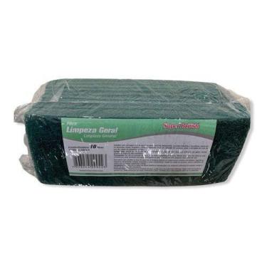 Imagem de 10 Esponja Fibra Verde Limpeza Geral British 100x230
