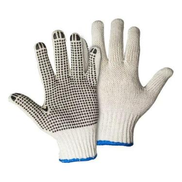 Imagem de Kit 12 Pares De Luva Tricotada Algodão Pigmentada 4 Fios PROTEPLUS