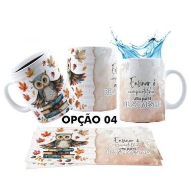 Imagem de Caneca 325ml Aquarela Corujinha Dia Dos Professores - LARANJA E MIMOS