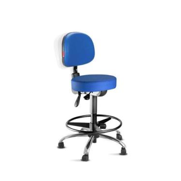Imagem de Cadeira Mocho Nice Alto Azul Back System Base Cromada - Urban