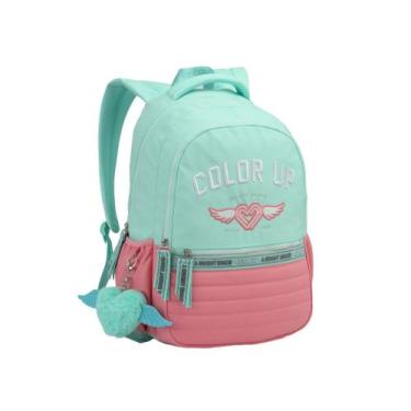 Imagem de Mochila Color Up Chaveiro Pom Pom Juvenil Escolar Meninas - Seanite, V