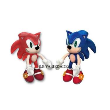 Imagem de Combo Com 2 Bonecos Sonic Azul e Vermelho De Pelúcia - R.B VARIEDADES
