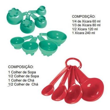 Imagem de Kit Medidor De Cozinha 8 Peças Colher Copo Medidores Forma - Injetemp