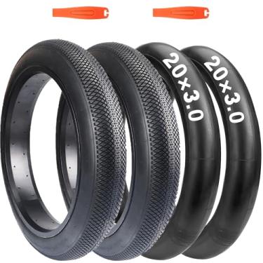 Imagem de MAKELEN Pacote com 2 pneus de bicicleta E-bike Fat BMX 50.8 cm x 7.6 cm (76-406) com tubos, compatível com pneu de bicicleta de substituição para montanha, neve e praia, preto