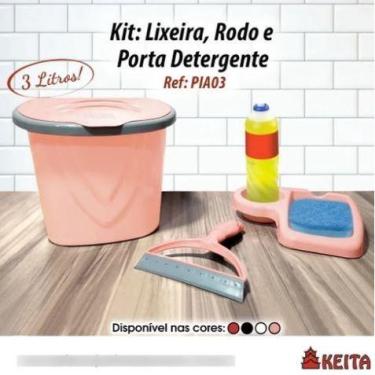 Imagem de Kit Pia Rodo Porta Detergente Esponja Organizador Lixeira 3l - Keita, 