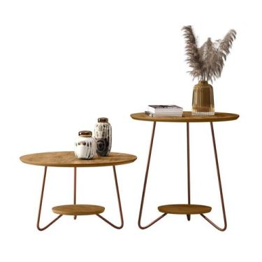 Imagem de Conjunto De Mesa Centro E Lateral Liz Pés De Ferro 5 Cores. - Pr Paine