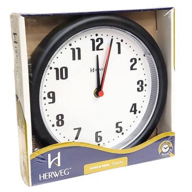 Imagem de Relógio de Parede Herweg Quartz Analógico Redondo Preto 6102 - 034