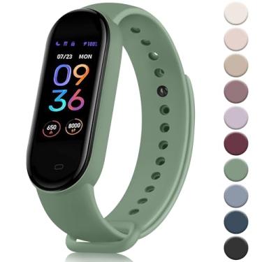 Imagem de Meliya Pulseiras para Amazfit Band 5 Pulseira de substituição feminina e masculina, pulseira esportiva de silicone macio compatível com acessórios Amazfit Band 5 (Cactus)