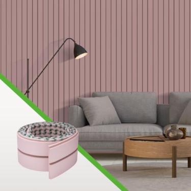 Imagem de Painel Ripado Autocolante Papel de Parede Adesivo de EVA PVC Laminado Decoração Moderno Linha Play+ Meu Rodapé MRP Rosa (Rolo de 10 metros, 10cm de largura)