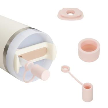 Imagem de Kapiado 1 conjunto de rolha de copo Stanley de 400 ml compatível com 1.0 e 2.0, acessório à prova de vazamento com tampa de palha, almofada quadrada e capa redonda (rosa, 1)