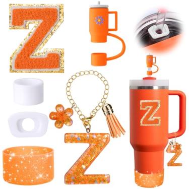 Imagem de Mity rain Conjunto de acessórios de copo laranja de 6 peças para copo Stanley Cup de 850 g 1,134 g com alça, incluindo tampa de cobertura de palha e bota, tampa à prova de derramamento, pingente de