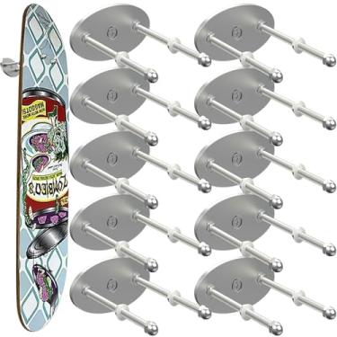 Imagem de Linone 10 peças de suporte de parede de skate de alumínio - cabides de skate para exibição horizontal e vertical de skates, suporte de exibição de skate, suporte de armazenamento de skate, resistente