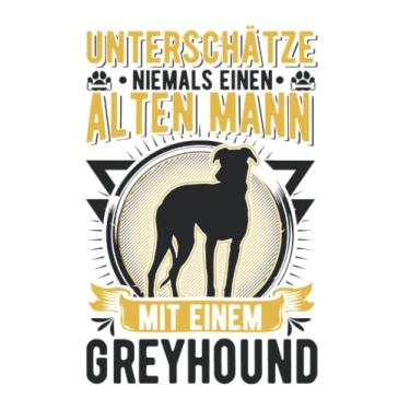 Imagem de Greyhound Notizbuch: Greyhound Alter Mann Britischer Windhund / 6x9 Zoll / 120 karierte Seiten Seiten