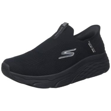 Imagem de Skechers Tênis de corrida masculino com amortecimento máximo sem cadarço e caminhada com espuma de memória, Preto, 11