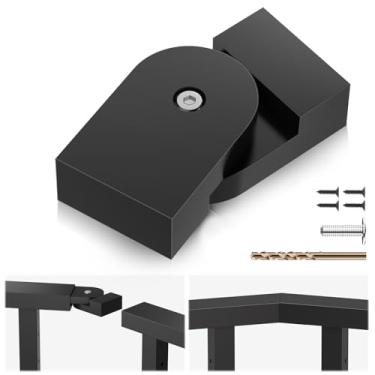 Imagem de Gyykzz Conector de pivô de nível preto para corrimão plano de alumínio, ajuste de corrimão ajustável de 180° para corrimão superior, conector de corrimão de material POM de alta resistência para