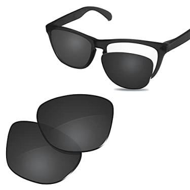 Imagem de Glintbay Lentes de óculos de sol de substituição 100% precisas para Oakley Frogskins OO9013 - Preto avançado polarizado
