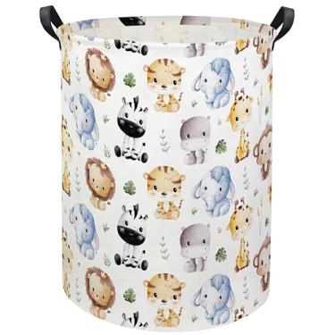 Imagem de HIYAGON Woodland Baby Cesto De Roupa Suja Animal Cesto De Bebê Para Berçário Menina Crianças Rosa Cesto Bonito Brinquedos Infantis Caixa De Armazenamento Organizador Decoração De Quarto De Animal Para