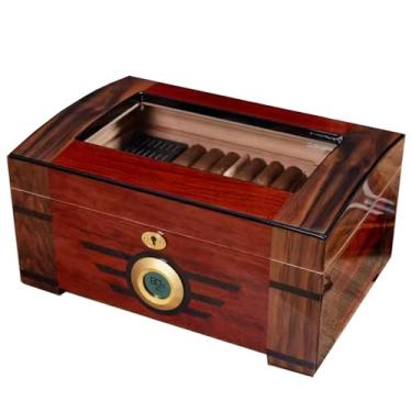 Imagem de Pequeno Caixa de charuto hidratante e umidificador, caixa de charuto de madeira de cedro, relógio digital, caixa de charuto mecânica, pode conter 80 peças Feito à mão