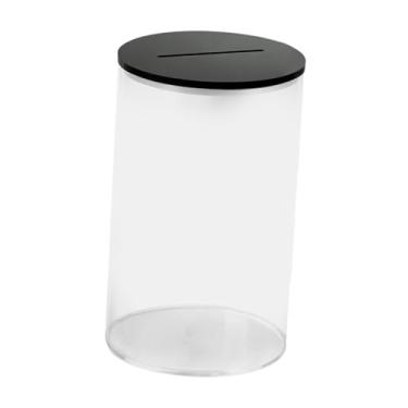Imagem de Ｂｅｓｇａ Cofrinho transparente, pote de economia para crianças que pode ser aberto, caixa de dinheiro transparente para sala de estar, festa, festival, Black Lid L