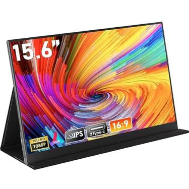 Imagem de Armazém Brasil, Monitor Portatil 15,6'', FHD 1080P Monitor Portátil Conectado Com USB C Dupla/HDMI, IPS Extensor De Tela para Notebook com VESA e Funda Inteligente magnético, Plug and Play